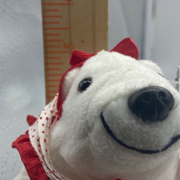 Collectible Coca-Cola Polar Bear Plush With Polka Dot Collar 5” - Picture 10 of 10